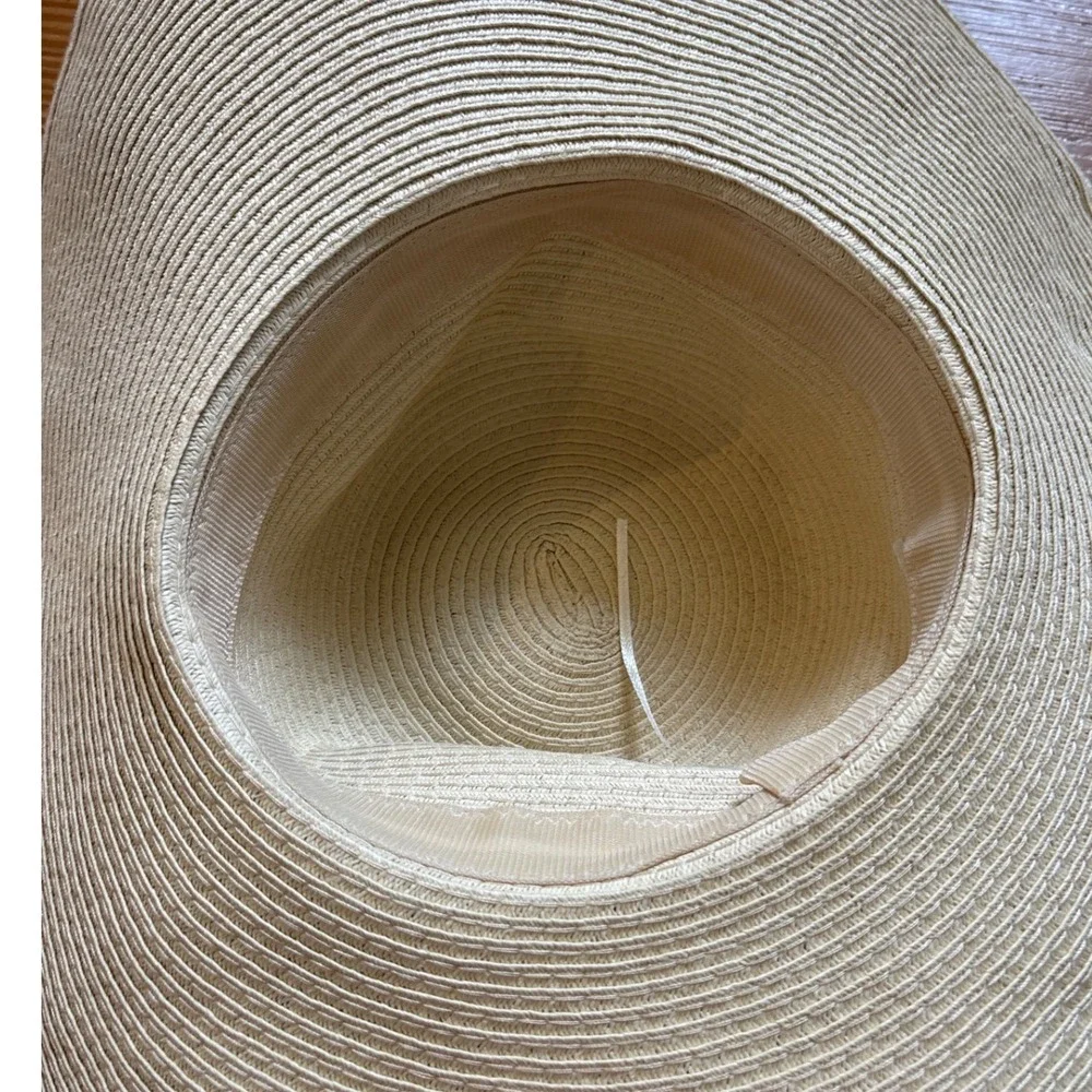 Sun Hat Women Tan Wide Floppy Brim Straw Boho Summer Beach SIZE‎ OS